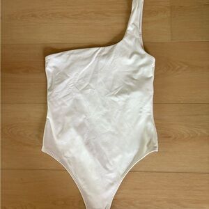 Aritzia White One-Shoulder Bodysuit